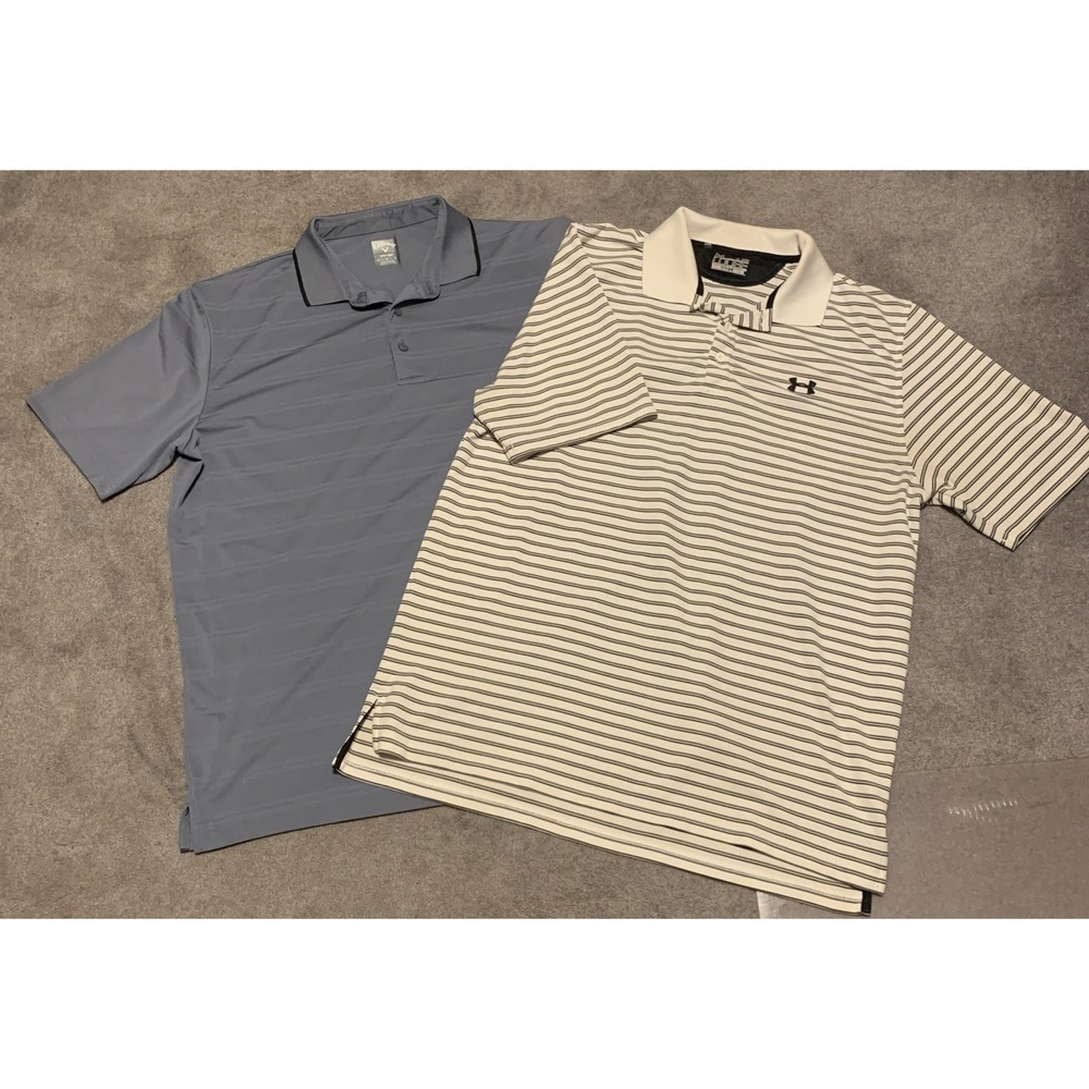 Lot‎ Of 2 Under Armour Heat Gear , Callaway Men's Golf Polo Shirts Size L